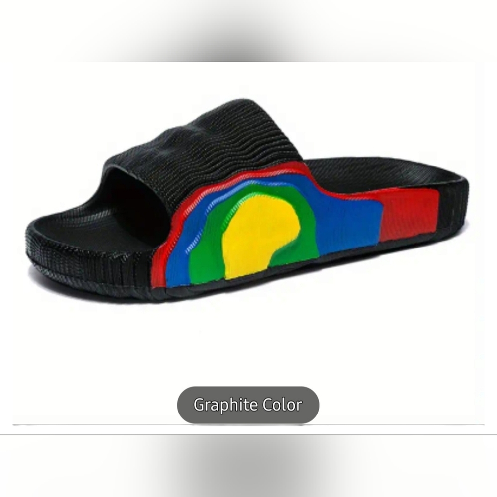 Open Toe Pillow Slippers, Colorful Thick Soled Platform Slides, Casual Pool Bath